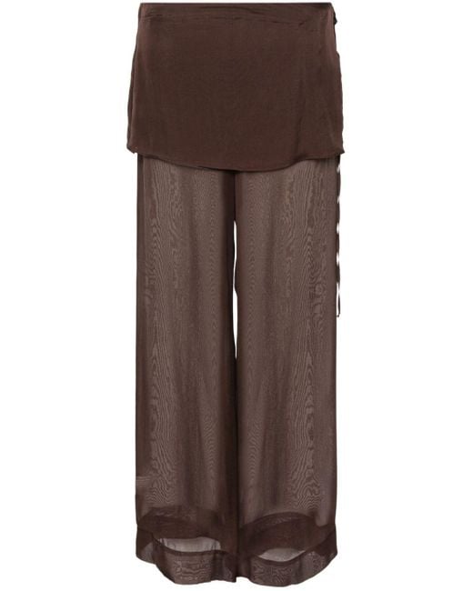 Paloma Wool Brown Archive Wide-Leg Silk Trousers