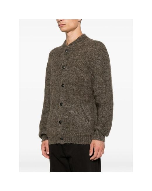 Giorgio Armani Brown Button-Up Rib-Trimmed Cardigan for men