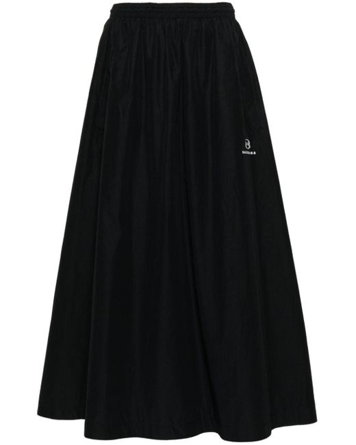 Balenciaga Black Logo-Embroidered Maxi Skirt