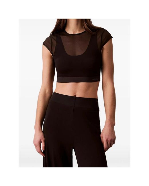 Calvin Klein Black Cropped Sports Top