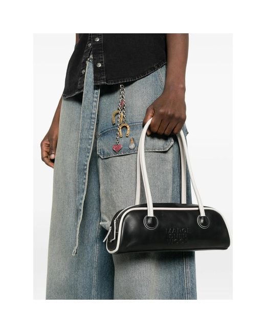 MARGE SHERWOOD Black Crinkle Top Handle Tote Bag