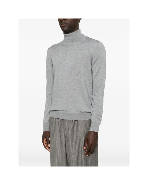 La Fileria Gray Roll-Neck Sweater for men
