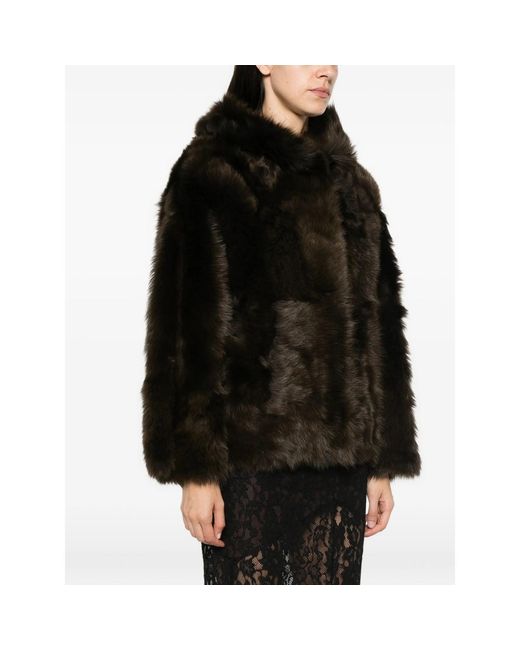 Yves Salomon Black Hooded Jacket