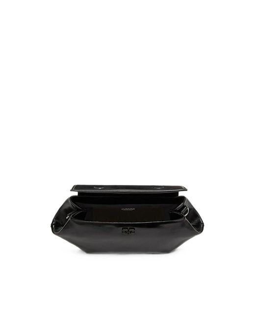 Ganni Black Bou Bag East/West Shine