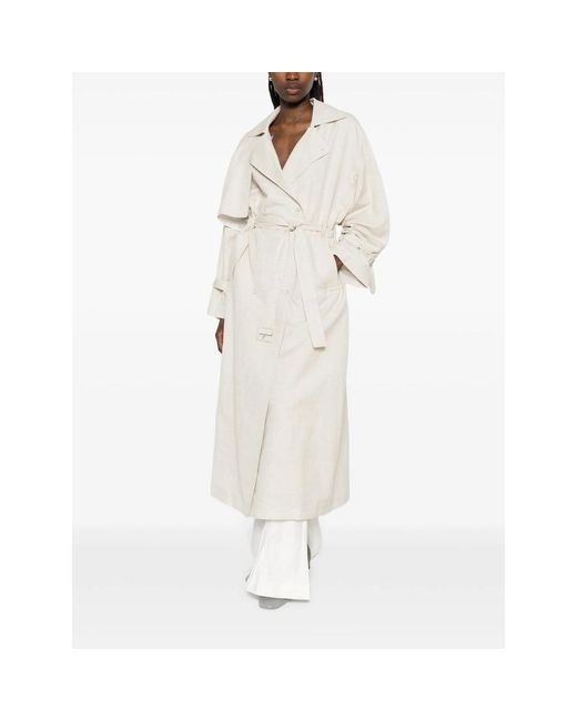 Viktoria Chan White Double-Breasted Belted Trench Coat