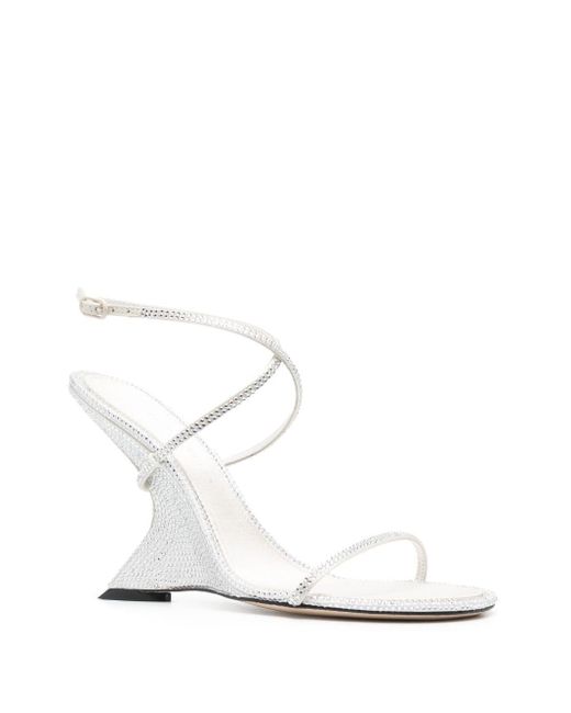 STUDIO AMELIA White 110Mm Crystal-Embellished Wedge Sandals