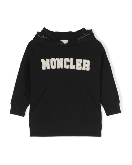 Moncler Black Logo-Print Cotton Sweatshirt Dress