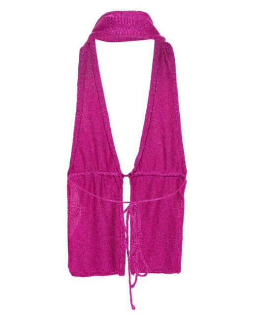 GIMAGUAS Pink Brillo Open-Back Knitted Top
