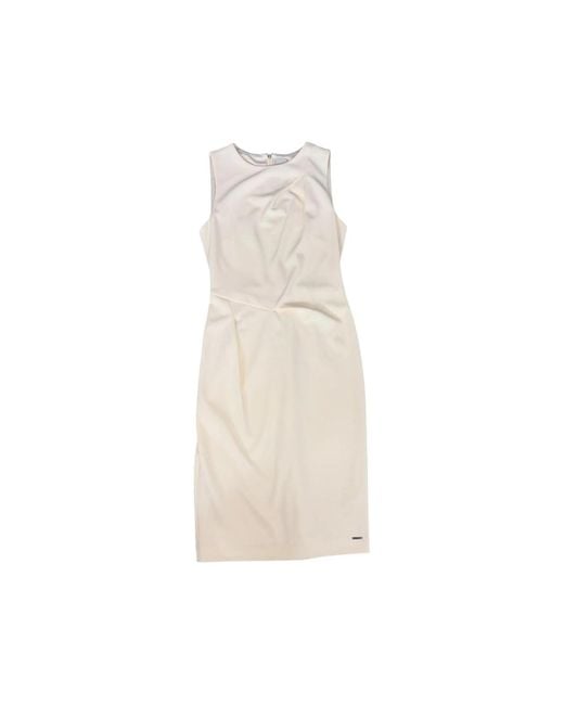 Calvin Klein Natural Sleeveless Draped Dress