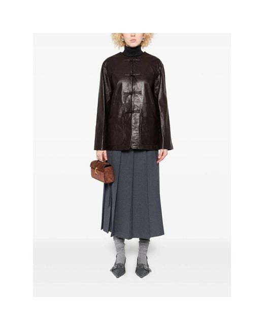 Rohe Gray Buttoned Midi Pleated Skirt