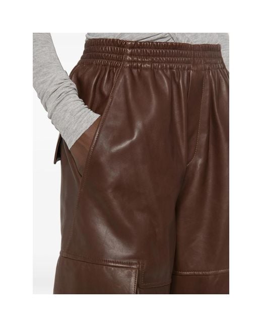 Petar Petrov Brown Leather Cargo Pants