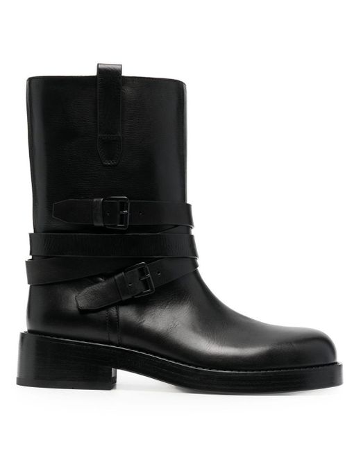 Ann Demeulemeester Black Mid-Calf Leather Boots for men