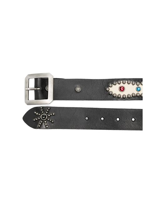 HTC Black American Embellished Buckle Belt for men