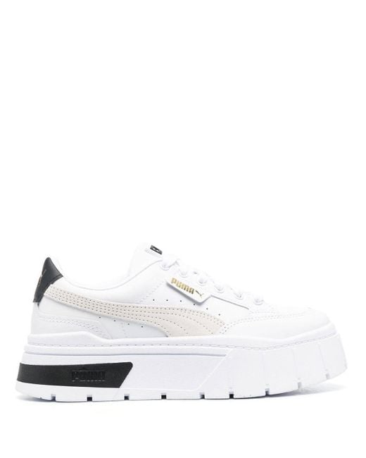 PUMA Leather Chunky Lace-up Sneakers in White | Lyst