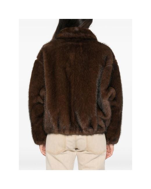 VALENTINI 1972 Brown Faux-Fur Wide Collar Jacket