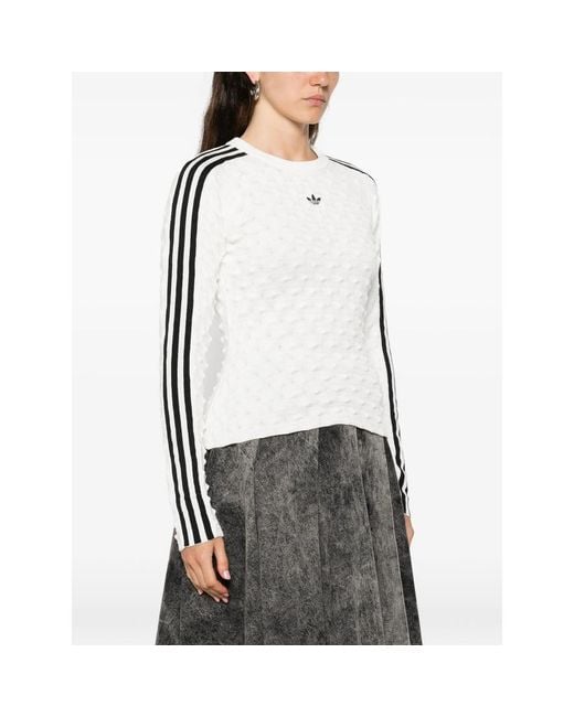 Adidas White T-Shirt With Three-Stripe Detail
