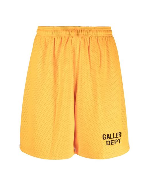 GALLERY DEPT. Yellow Logo-Print Track Shorts for men