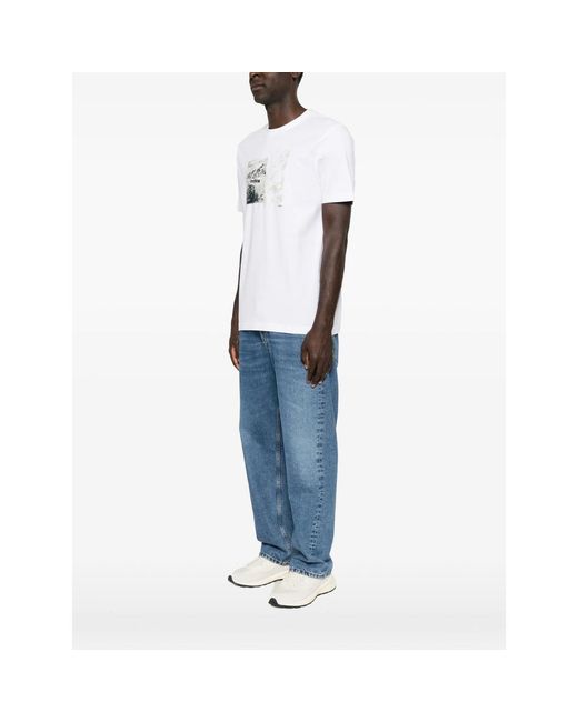 Boss White Graphic-Print T-Shirt for men