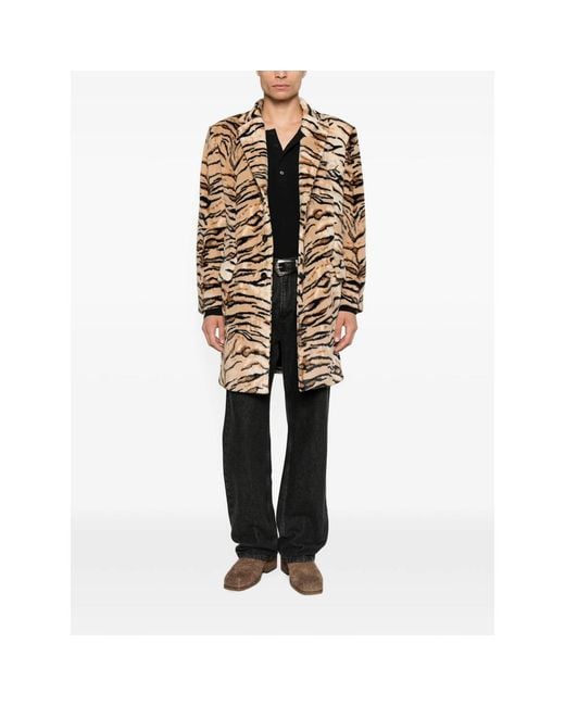Reveres 1949 Natural Tiger-Print Notched-Lapel Coat for men