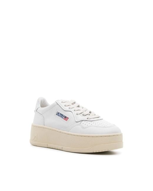 Autry White Medalist Platform Leather Sneakers