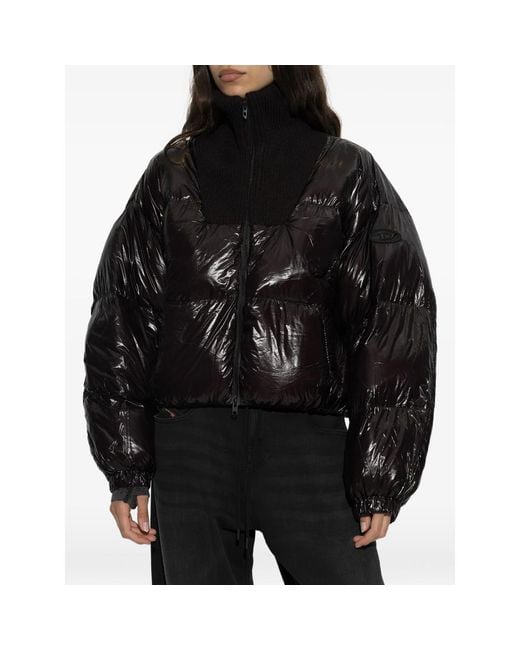 DIESEL Black High-Neck Puffer Jacket