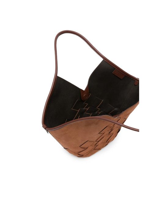 Hereu Black Coloma Woven-Panel Suede Bucket Bag