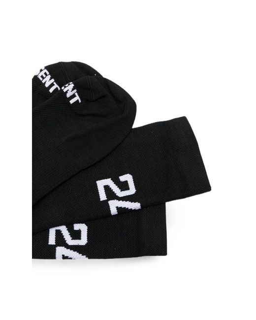 Represent Black Intarsia-Knit Logo-Print Socks for men