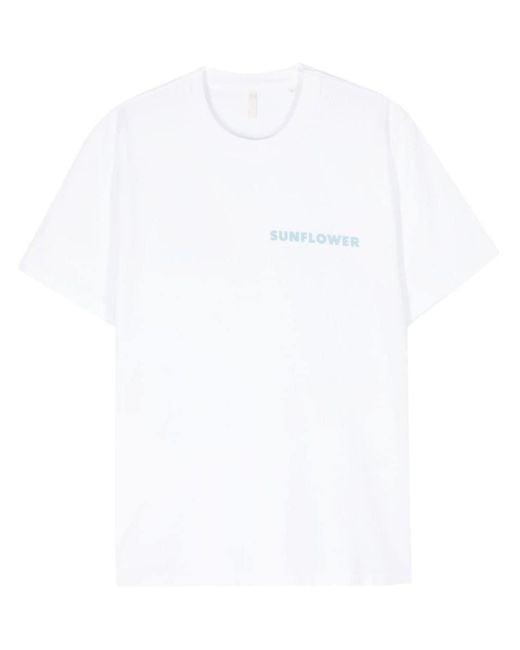 sunflower White Logo-Printed Cotton T-Shirt for men
