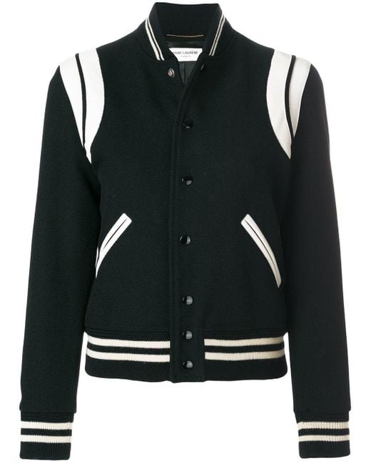 Saint Laurent Black Two-Tone Varsity Jacket