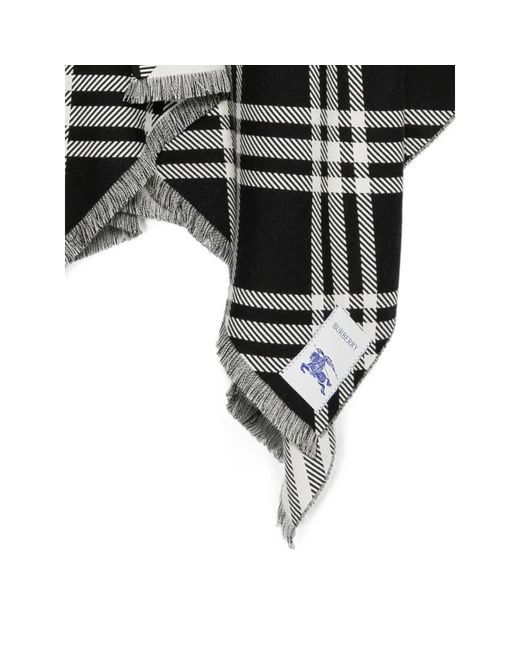 Burberry Black Check Frayed Cape for men