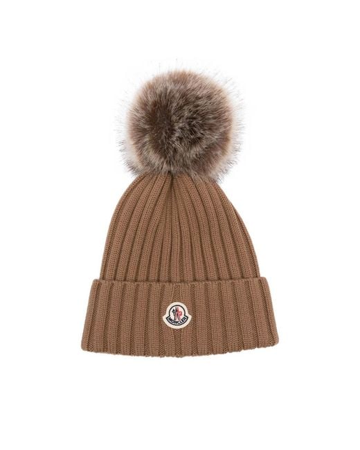 Moncler Brown Wool Beanie Hat