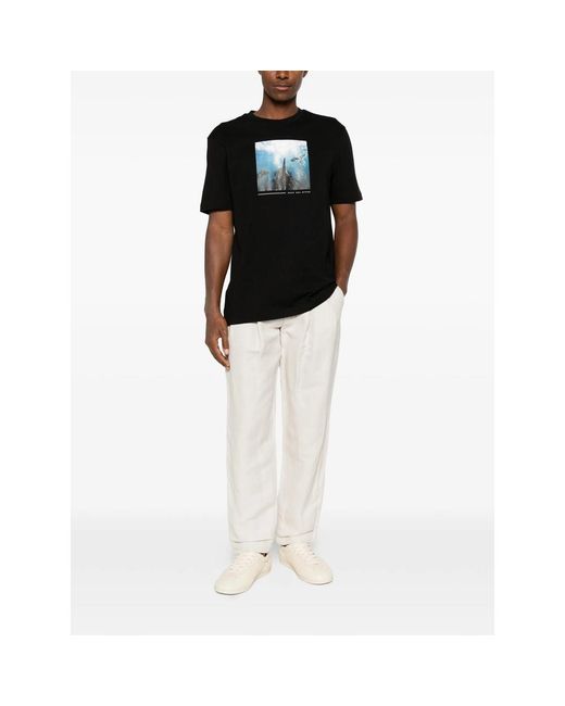 Boss Black Cotton-Jersey T-Shirt With Printed Artwork for men