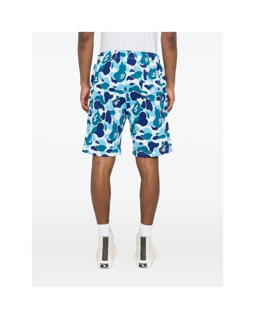 A Bathing Ape Blue Track Shorts for men