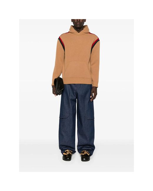 Gucci Brown Web-Stripe Wool Hoodie for men