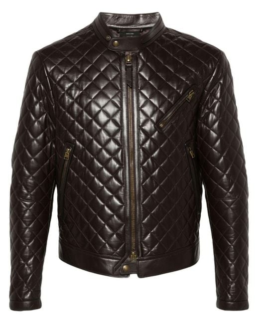 Tom Ford Black Quilted Leather Jacket for men