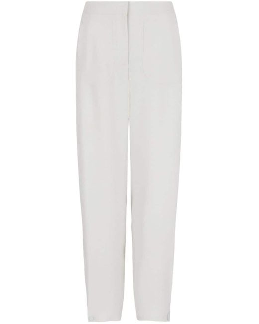 Giorgio Armani White High-Waisted Tapered Trousers