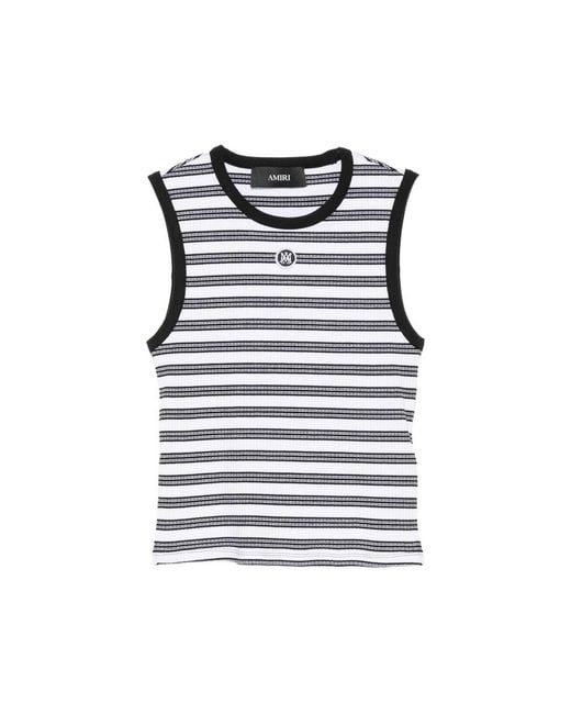 Amiri Black Striped Ribbed-Knit Tank Top