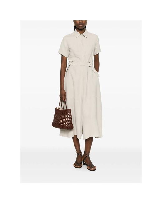 Antonelli White Short-Sleeve Midi Dress