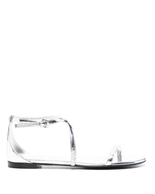 Alexander McQueen White Metallic Leather Sandals