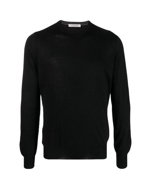 Fileria Black Round-Neck Virgin-Wool Sweater for men