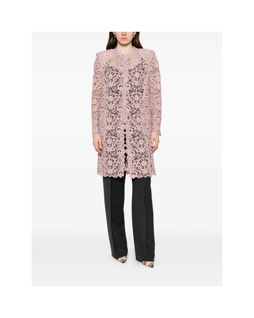 Gianluca Capannolo Pink Charlotte Floral-Lace Coat