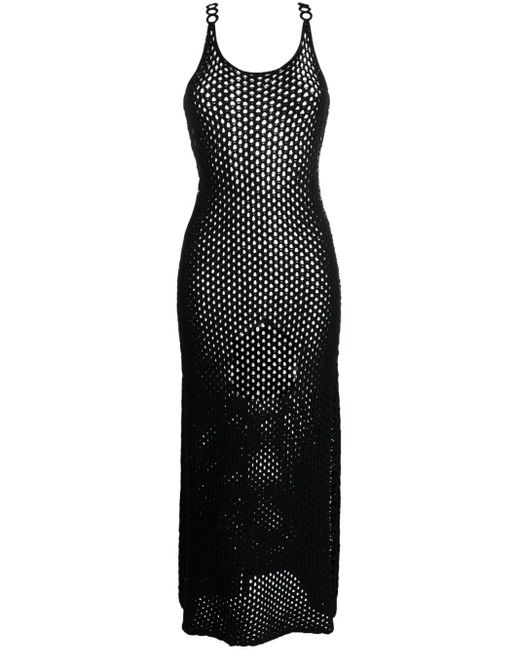 Chloé Black Open-Knit Midi Dress