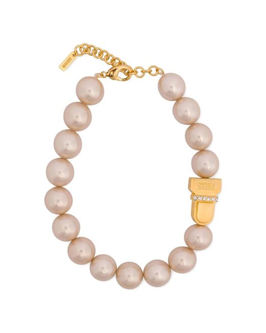 Moschino Metallic Faux-Pearl Necklace