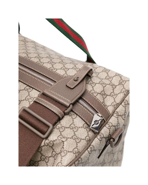 Gucci Gray Medium Web-Stripe Duffle Bag for men