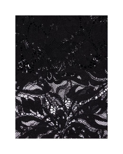 Rabanne Black Floral-Lace Sheer Skirt