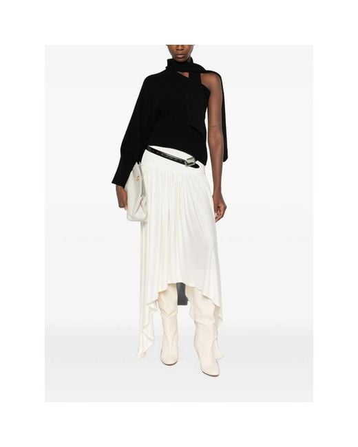FEDERICA TOSI Black One-Shoulder Scarf-Detail Sweater And Scarf Set