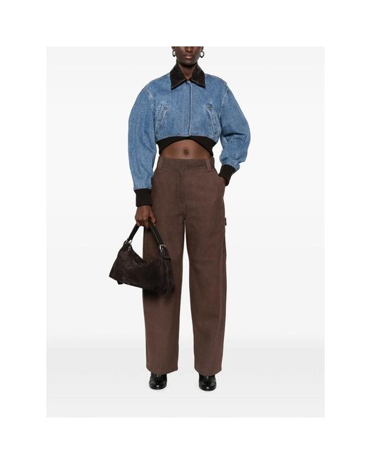IRO Brown Leather Panelled Trousers