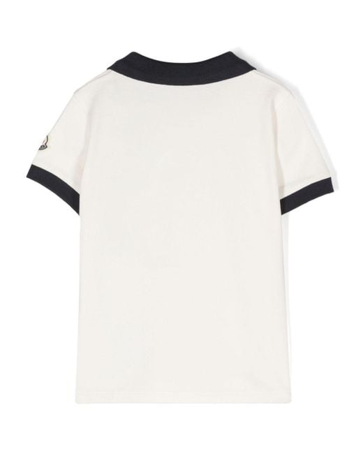 Moncler White Appliqué-Logo Polo Shirt