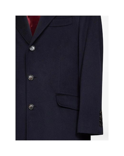 Brunello Cucinelli Blue Single-Breasted Notch-Lapel Coat for men