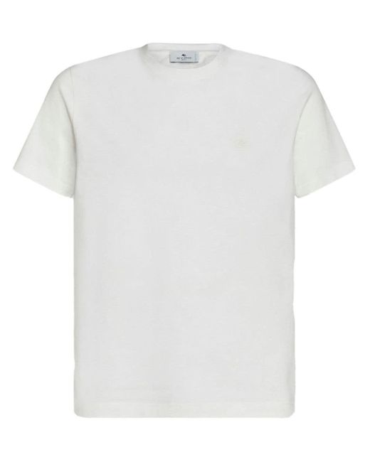 Etro White Paisley-print Cotton T-shirt for men